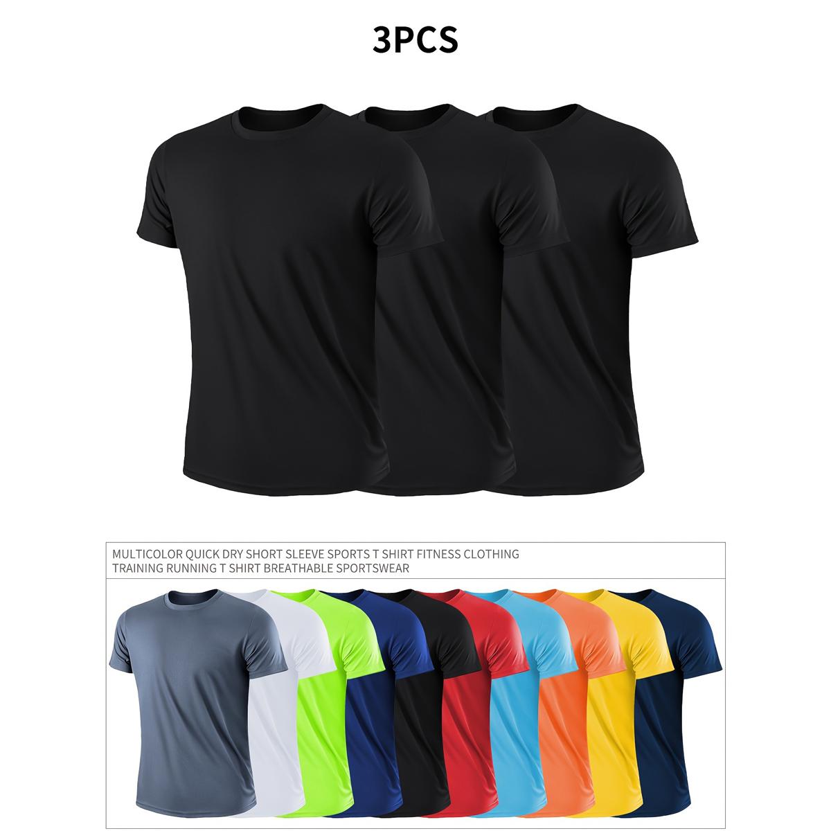 3 шт./компл. Мужские повседневные дышащие быстросохнущие спортивные футболки с коротким рукавом XS чёрный