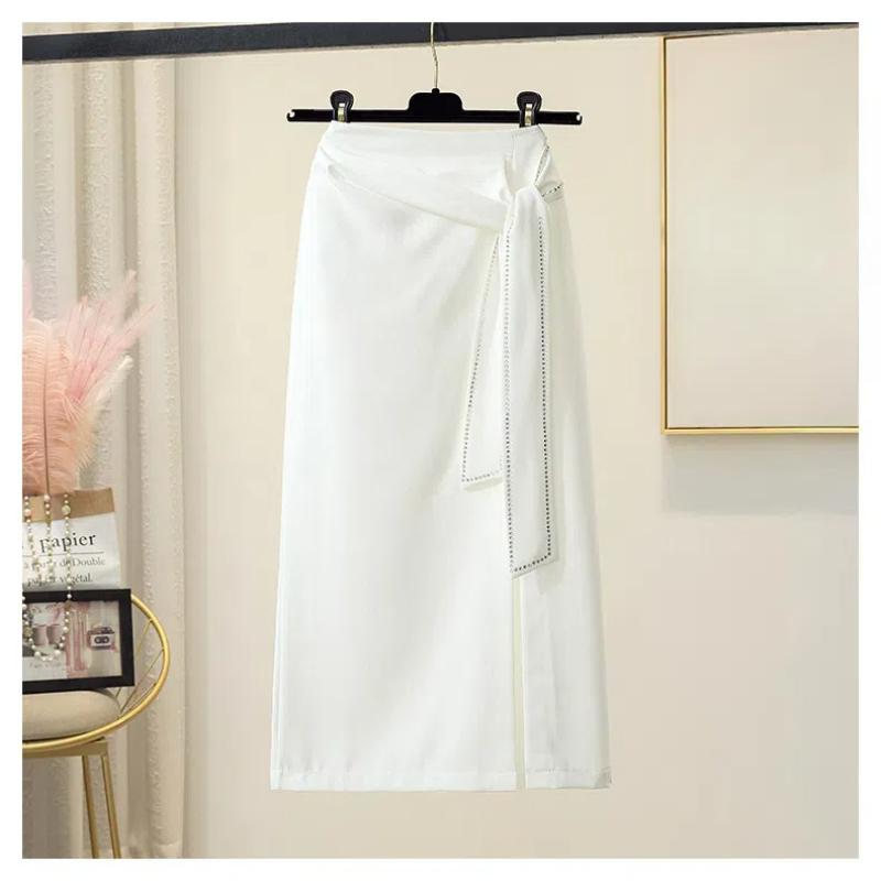 Jaro Léto Dámské oblečení Jednobarevné Vysoký pas Elastické pásky Bandáž Sáček Boky Rovné Klasické Vše ke všemu Kolenní sukně