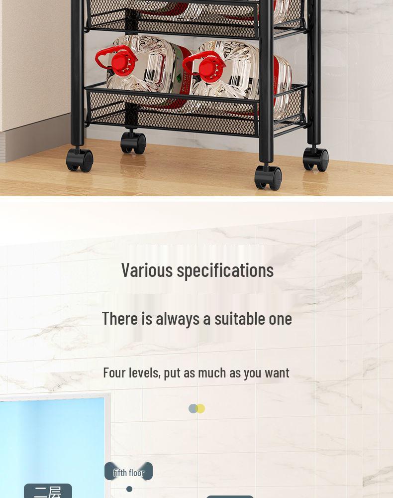 Multi-Layer Kitchen and Bathroom Storage Trolley with Wheels