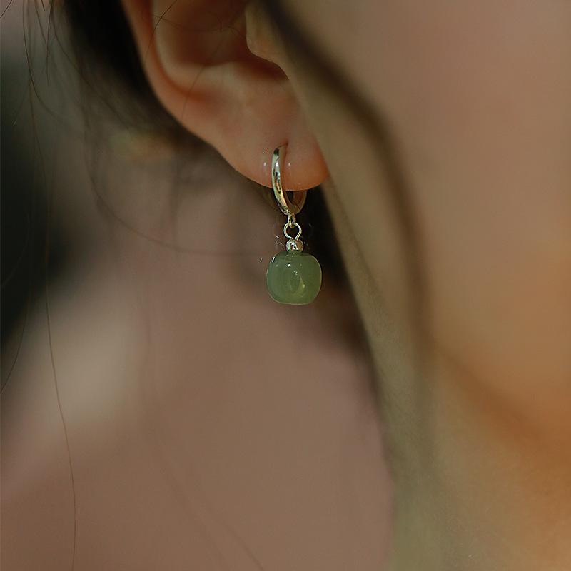 Hetian Jade Earrings, New Popular Model, New Chinese Retro Style Ear Cuffs, Niche Design Earrings for Women