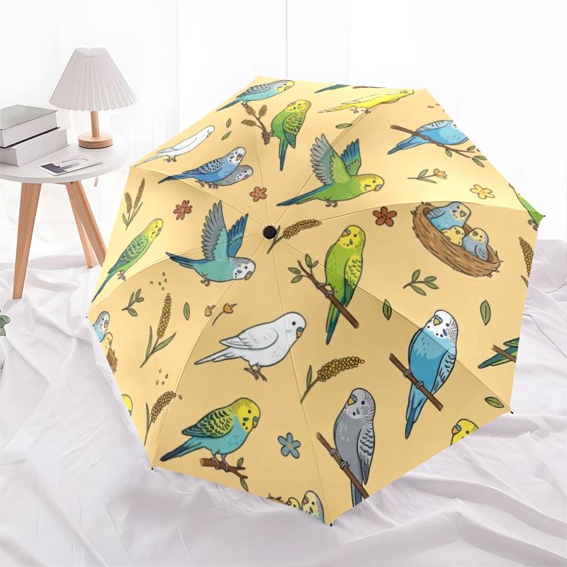 1 PC Automatic Folding Umbrella - Cute Parrot Pattern, Portable & Foldable Design with 8 Ribs, Christmas Birthday Gifts