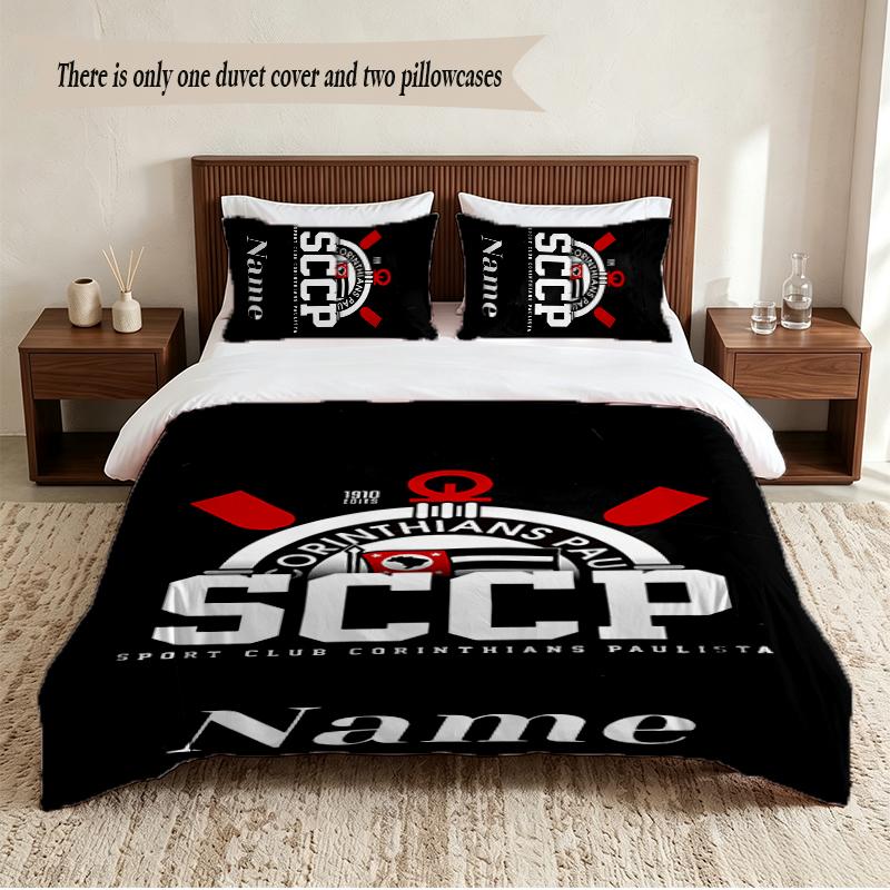 Sport Club Corinthians Paulista Personalized Custom Name 3‑Piece Bedding Set Soft Duvet Cover Set For Bedroom Home Decor
