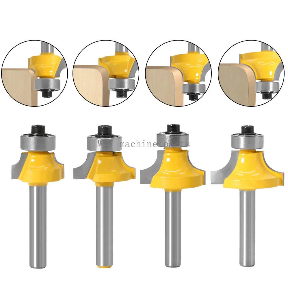 Woodworking Milling Cutter Set Of 4 Pieces Round Corner Cutter Trimming Machine Tool Head Woodworking Chamfer Milling Cutter Set