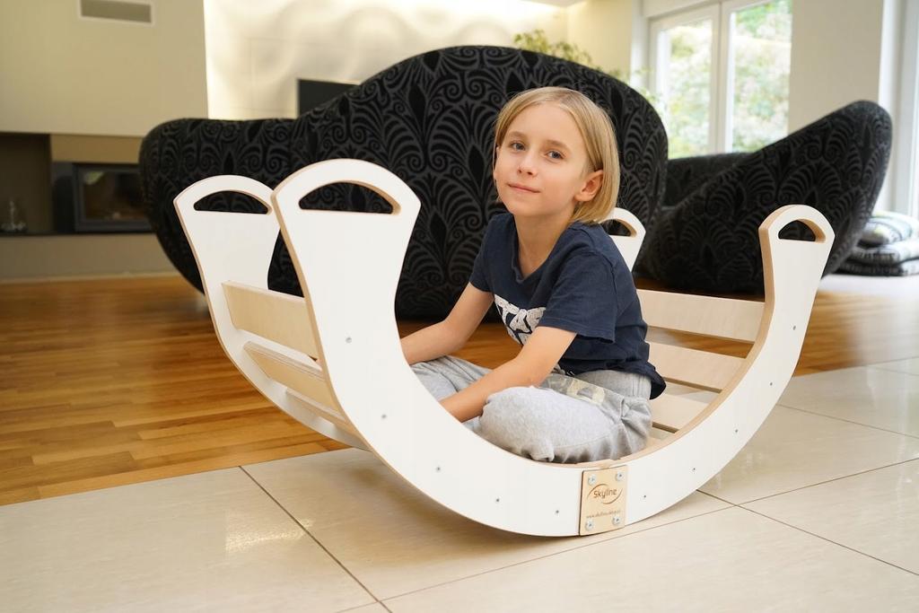 Montessori Wooden Rocker For Children White Solid Polish