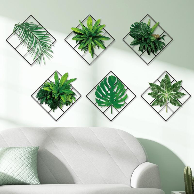 Green Leaves Plants Wall Stickers for Living Room Bedroom Home Decoration Kitchen Window Wall Art Decals