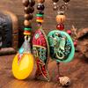 Handmade Bohemian Long Pendant Necklace Women With Wooden Beads Bodhi Seed Charm Vintage Ethnic Style