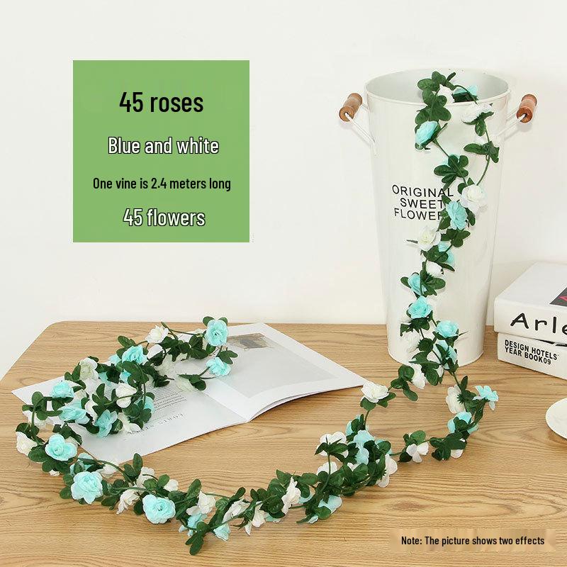 Two-Color Peony Rose Vine with 45 Heads for Air Conditioner Concealment and Soft Decoration