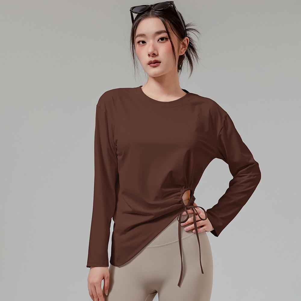 Women s High-Quality Side Drawstring Long Sleeve Yoga & Pilates Sportswear.