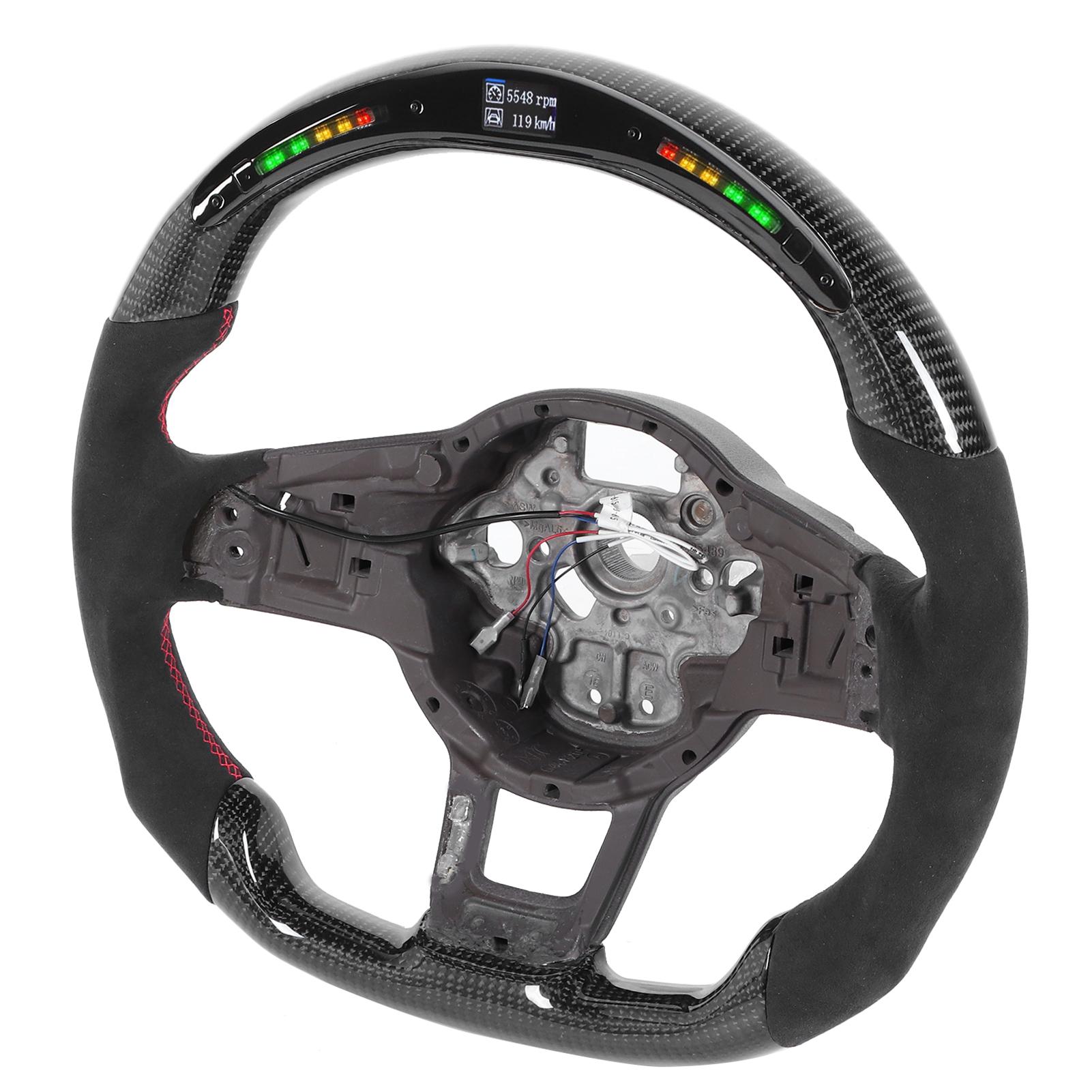 

Рулевое колесо из углеродного волокна со светодиодными фонарями переключения передач, гоночный дисплей, замша, подходит для MK7MK7.5 1320