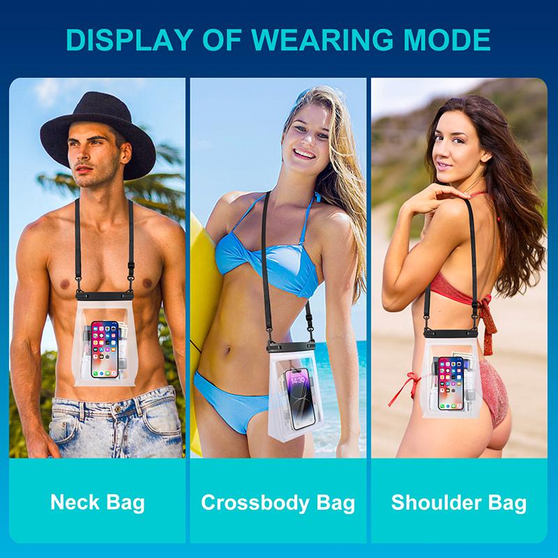 Large Swimming Waterproof Phone Pouch With Double Hooks Lanyard Crossbody Water Proof Storage Bag