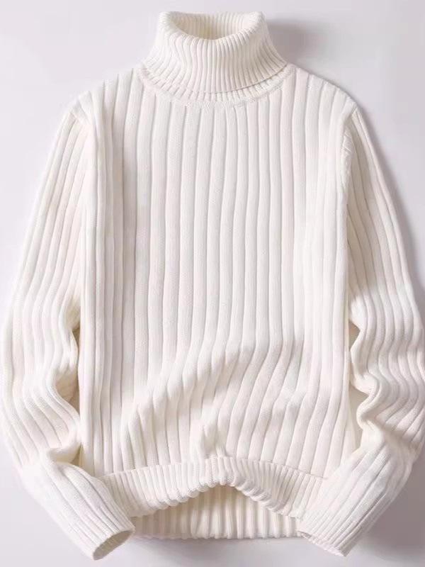 Men's Thickened High Neck Winter Sweater - Casual Trend, Light Luxury, Solid Color, Plus Size, Unisex