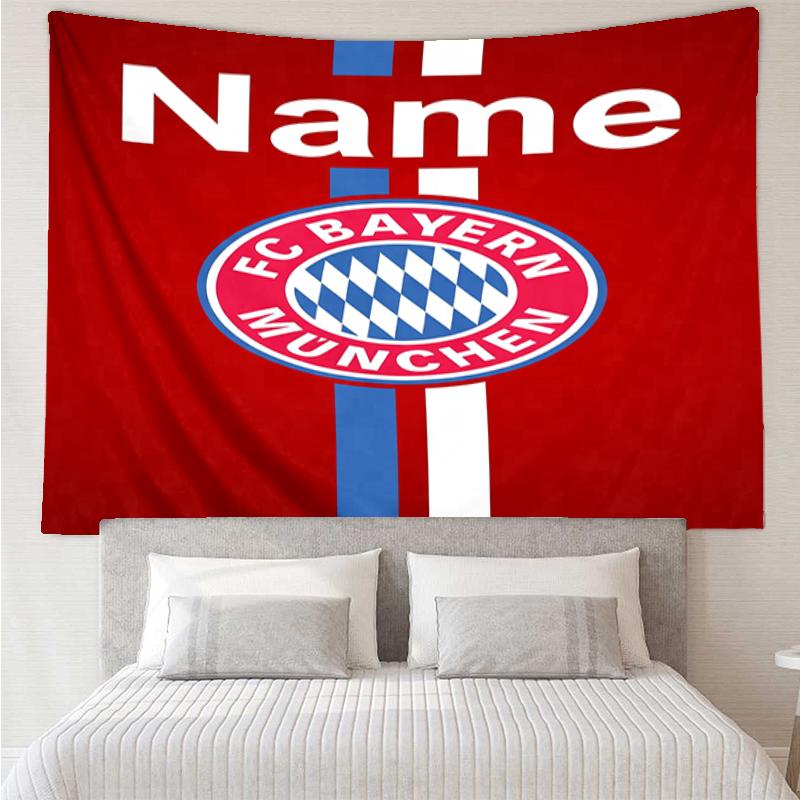 Custom Name Bayern Munich Print Tapestry, Backdrop, Easy Setup, Ideal for Bedroom, Office & Living Room, with Aesthetic Wall Hanging Decor.