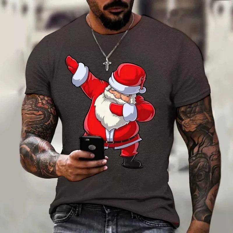 3D Digital Printed Christmas Top Men's Short Sleeve Crew Neck T-Shirt