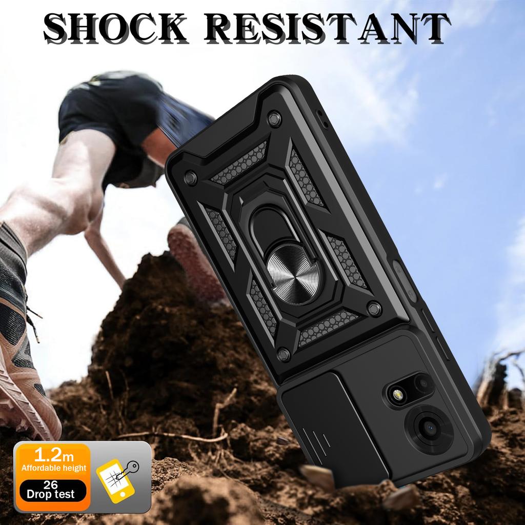 For TCL 50 LE Case with Slide Camera Lid PC+TPU Kickstand Phone Cover