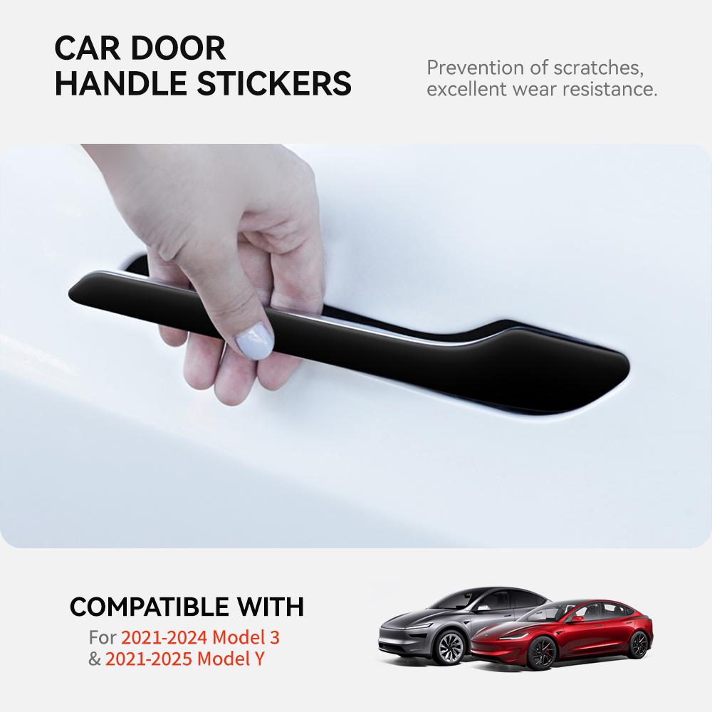 YZ Car Door Handle Wrap Cover Decorative Stickers 4Pcs Anti-scratch For Tesla Model 3 Y Juniper 2021-2025 ABS Protector Sticker