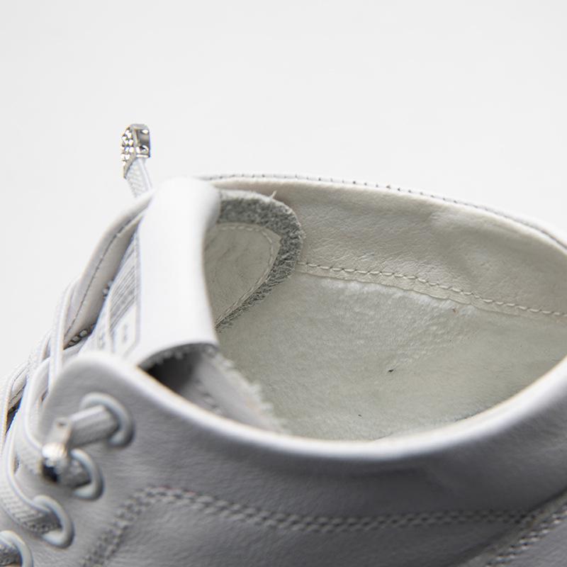 Dámské bílé kotníkové boty z pravé kůže - podzim/zima 2025, univerzální styl, plus samet, první vrstva hovězí kůže, ideální na běhání a cestování.