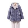 Winter new thermal hooded down jacket women's rhombus warm and thin fashion age-reducing versatile medium and long top