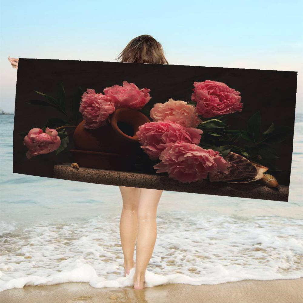 Fiori di Peonia Petalo Soffice Grandi Asciugamani da Spiaggia in Microfibra Asciugatura Rapida Asciugamano Asciugamani da Spiaggia Sabbia Asciugamano per Piscina per Viaggio Costume da Bagno Piscina Yoga