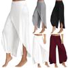 Women Yoga Pants Fashion Solid Color Ruffled Split Loose Trousers Lightweight Breathable Large Size Wide Leg Casual Pants