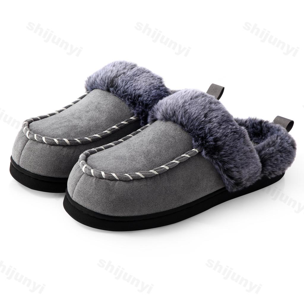 Fashion 2025 New Winter Men's Fashion Trend Retro Casual Soft Soled Plush Shoes Comfortable Warm Slip on Thick Cotton Platform Slippers