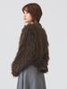 Ray Beams Women's Mix Shaggy Crew Neck Cardigan In Brown, Size 6 (Brown, Free Size)
