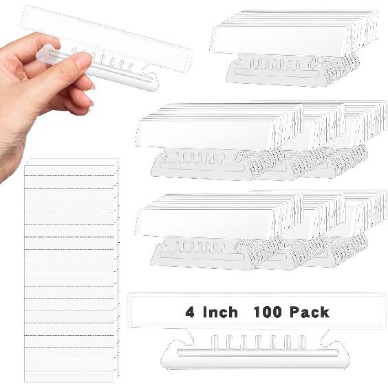 50 Pieces 4 Inch Clear Hanging Folder Tabs Hanging File Folder Tabs Clear Tabs for Hanging File Folders for 3 1/2 Inch Hanging File Folders with Tabs