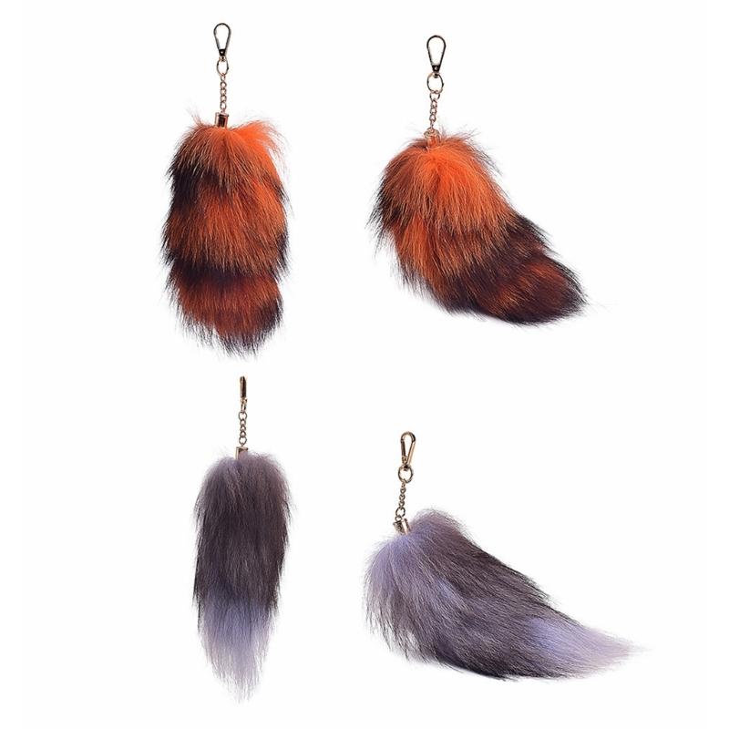 Imitation Furs Foxes Tail Keychain Pendant Toy Car Key Pendant Keyring for Car Keys Bag Backpack Decor Kids Toy Gift