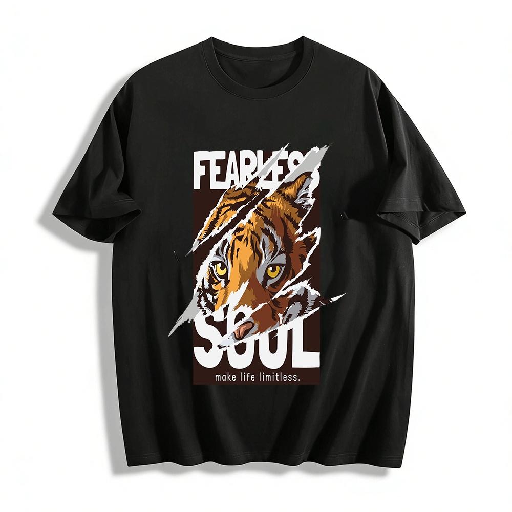 

Fearless Soul Tiger Graphic Casual Trendy Tee For Men Women Pure cotton T-shirt XXS