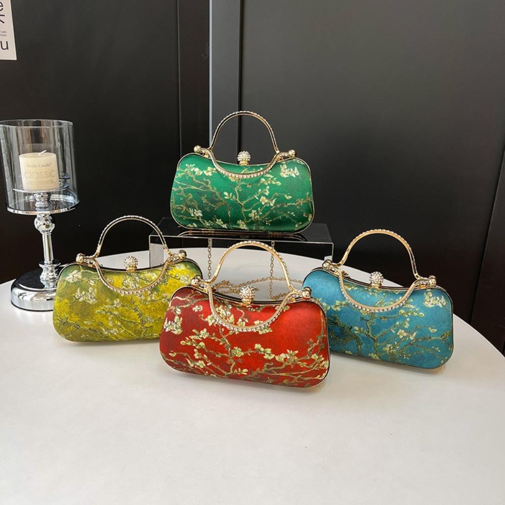 Popular Chinese Style Banquet Bag Embroidery High Capacity Shoulder Bag Trendy Pearl Handle Cosmetic Bag Women
