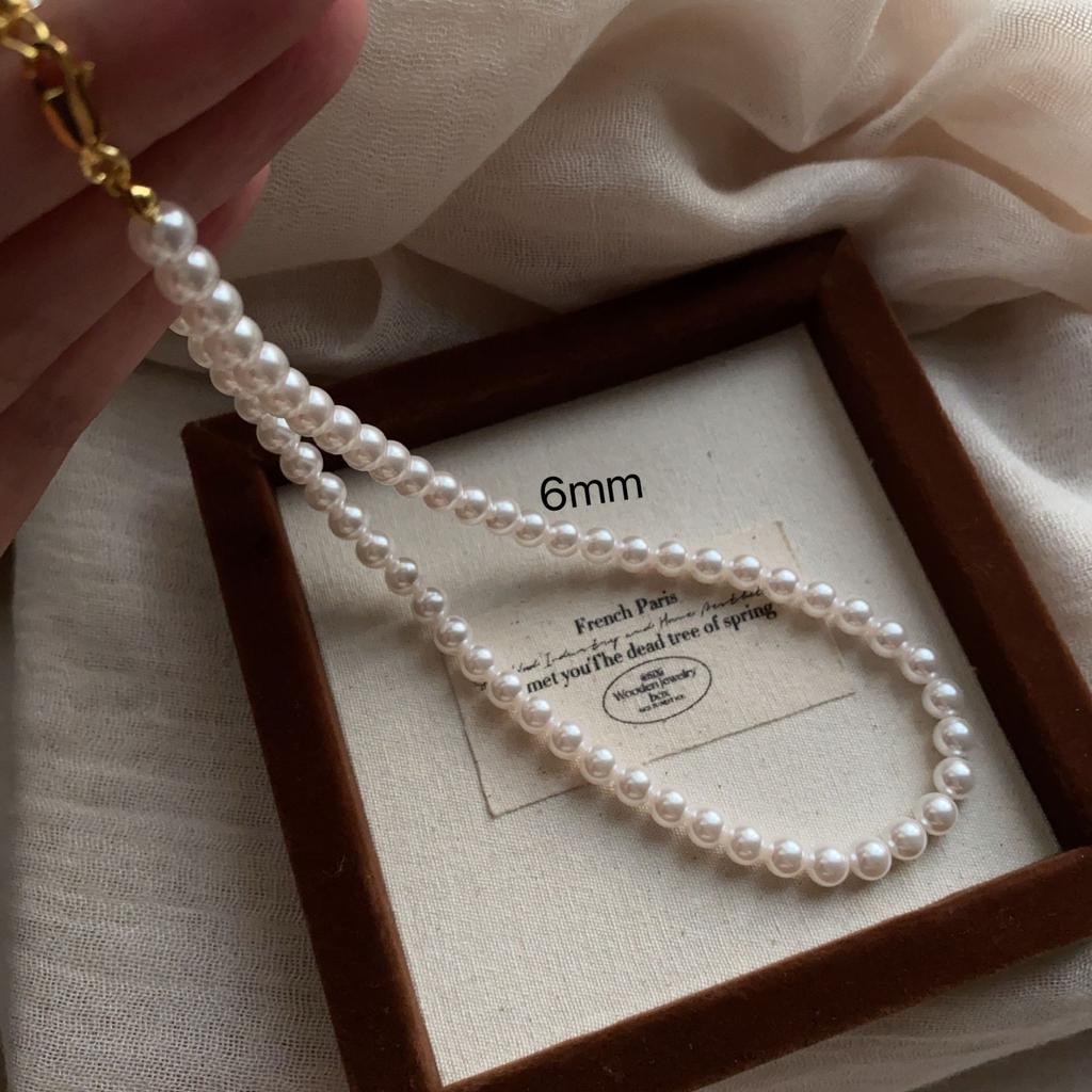 Versatile Necklace, Super Bright Pearl Neck Chain, French Unique Retro Mini Summer Light Luxury Niche