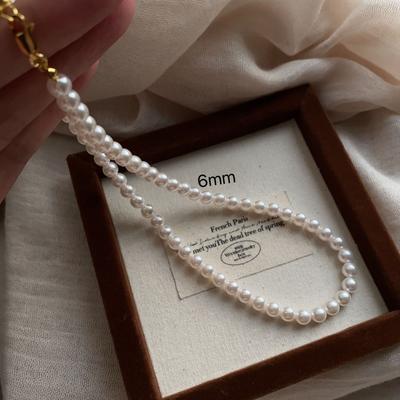 Fashion Versatile Necklace Fever Shijia Super Bright Pearl Neck Chain French Unique Retro Mini Summer Light Luxury Niche