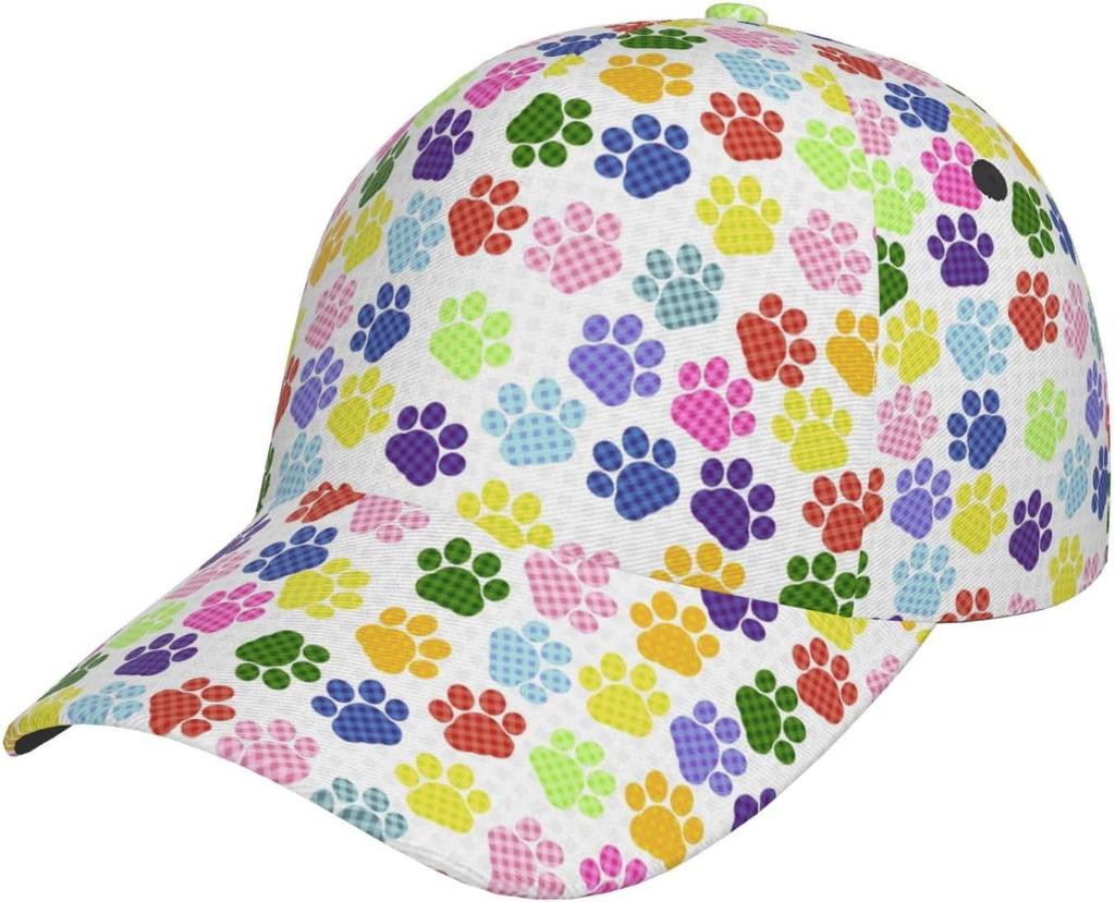 Vibrant Rainbow Paw Print Baseball Cap for Women Men Adjustable Snapback Hat Fashion Unisex Hip Hop Hats Casual Trucker Caps