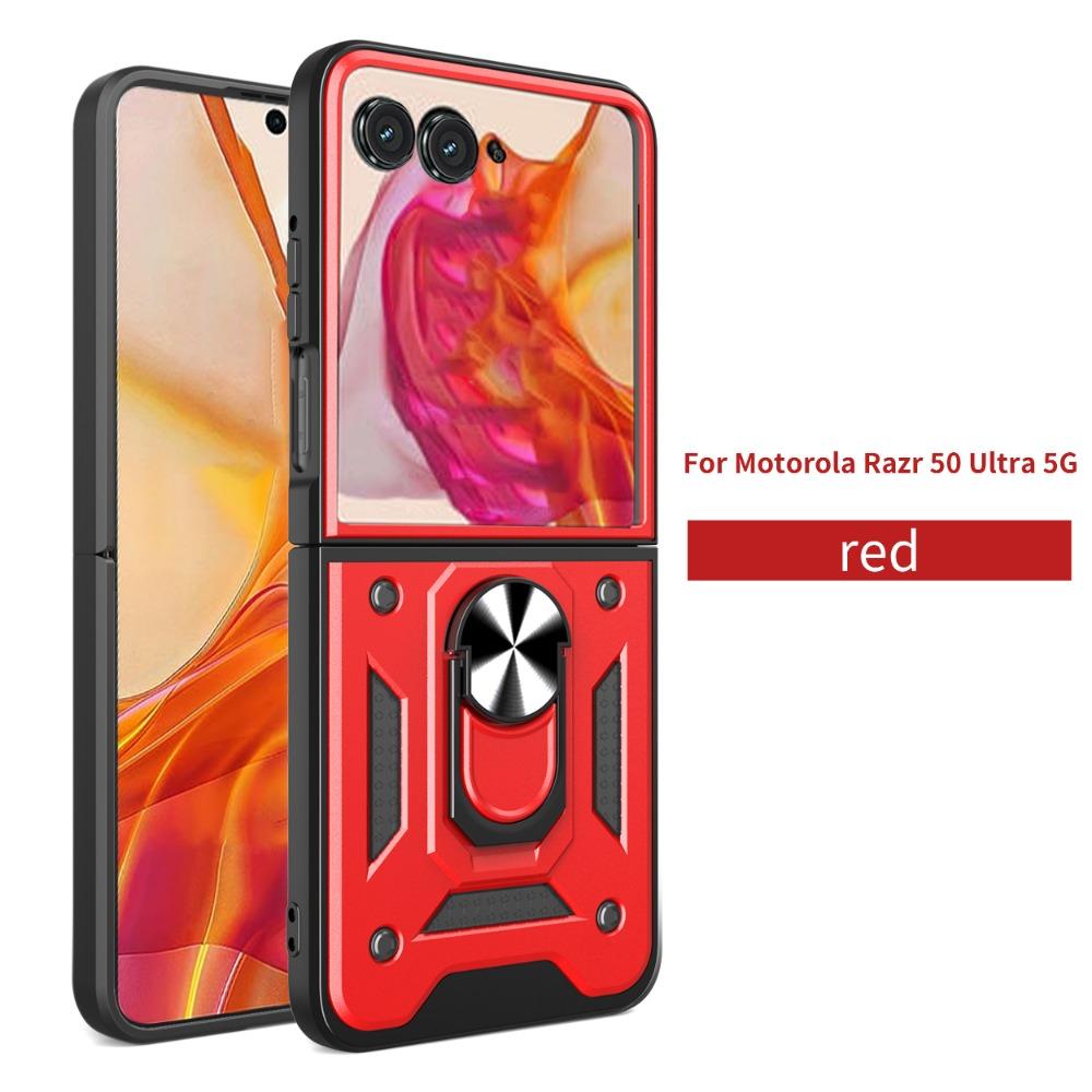 Funda for Motorola Razr 50 Ultra Case Armor Slide Camera Ring Stand Protective Cover for  Motorola Moto Razr 50 Ultra Capa