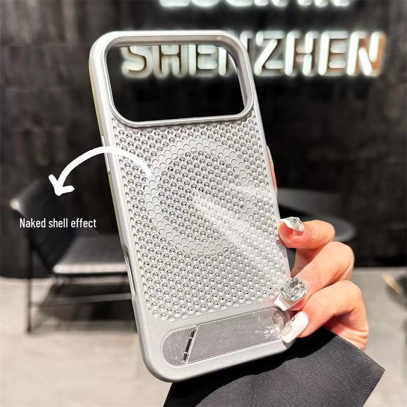 Compatible iPhone 17 Honeycomb Heat Dissipation Case, 16 Pro Max Metal Stand, 15 Magnetic Protective Apple Case