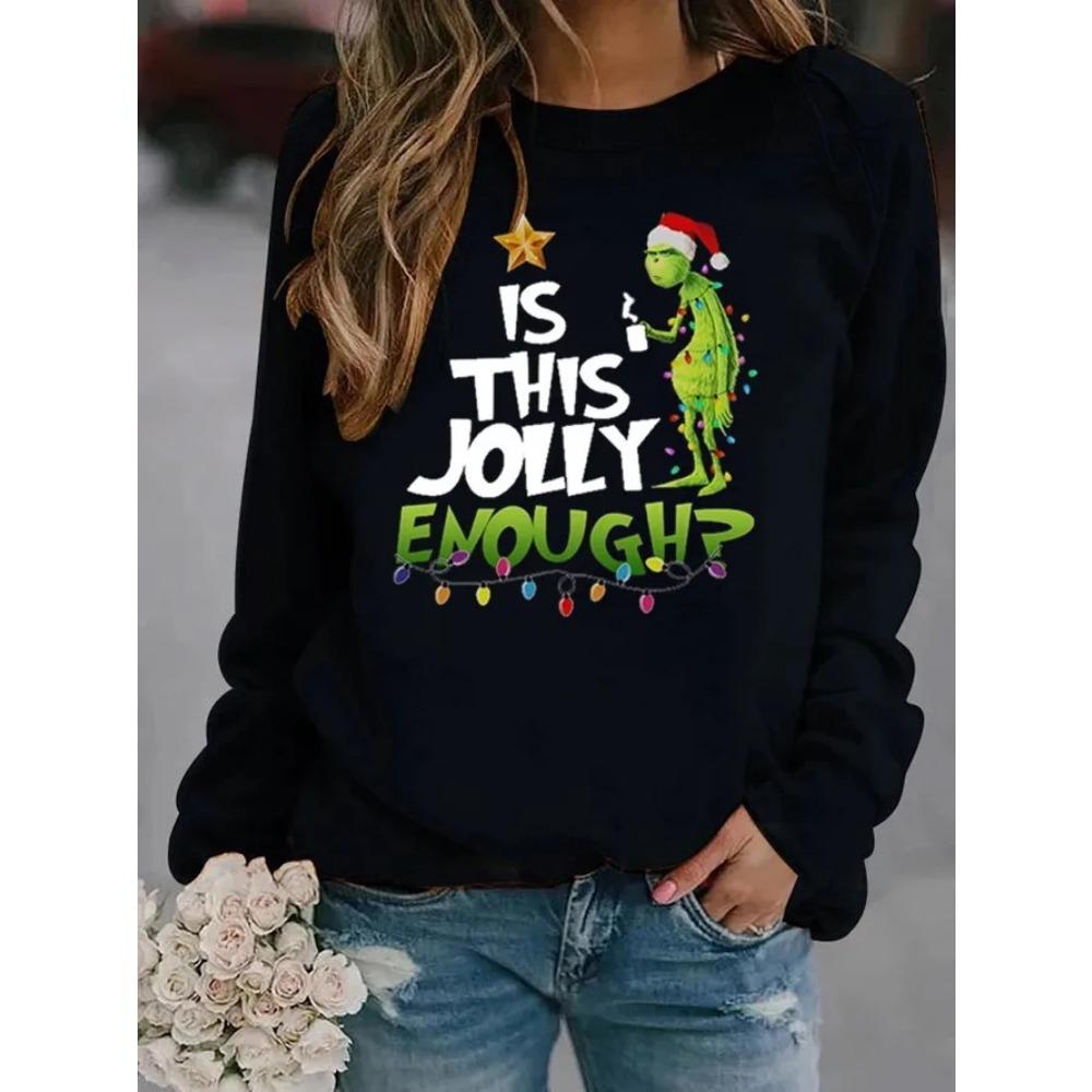 

Fashion Men Women s T-shirt Pullover Christmas Cartoon Green Fur Monster Print Pullover Cartoon Casual Sweatshirt Kids T-shirt Top 100