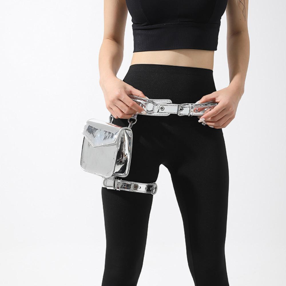 Leg Ring Glossy Fanny Pack Goth Motorcycle Waistpack Creative Metallic Waist Belt Pouch  Outdoor