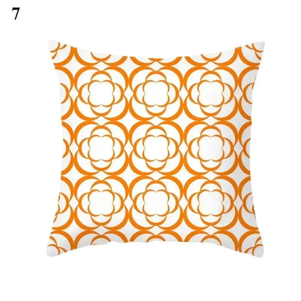 Retro Orange Color Geometric Throw Pillow Cover With Short Plush Print Living Room Sofa Decoration Cushion Cover Pillow Covers