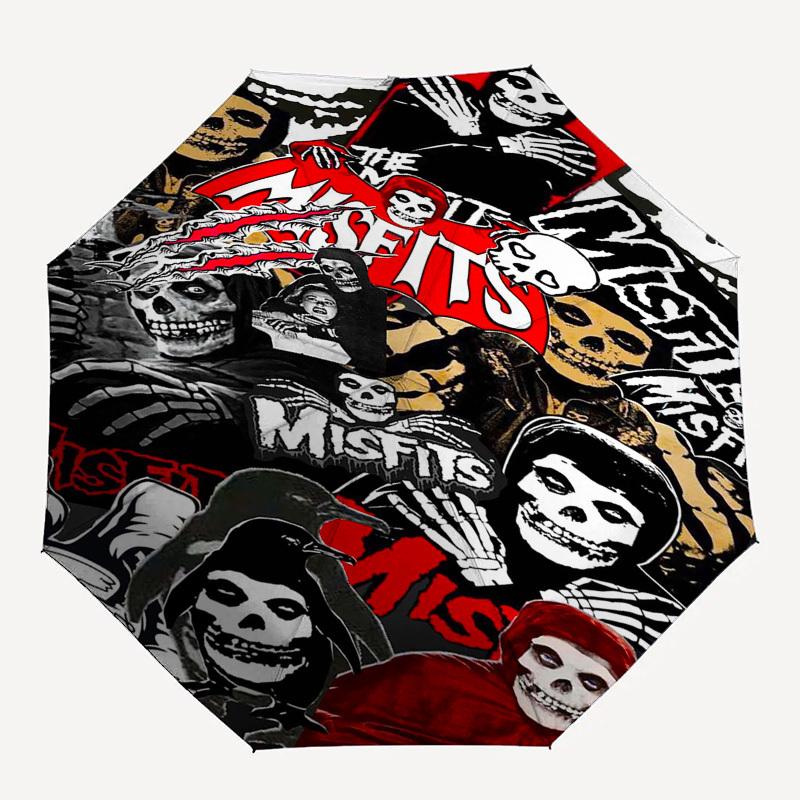 1 шт. Зонт-трость Misfits Skulls, автоматический, ветрозащитный, компактный, для путешествий, подарок на День рождения, Рождество, деловой 93028
