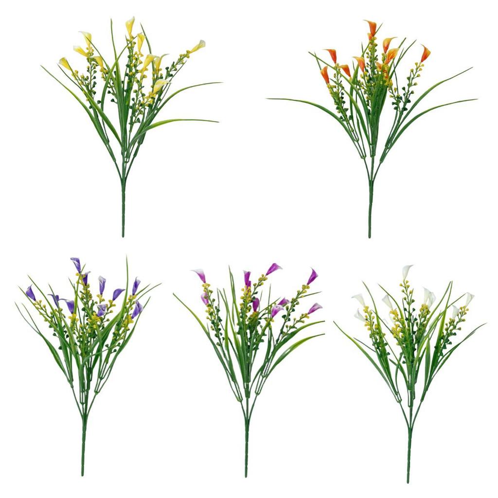 5-Fork Calla Lily Artificial Flower Bouquet for Hotel, Restaurant, or Outdoor Decor