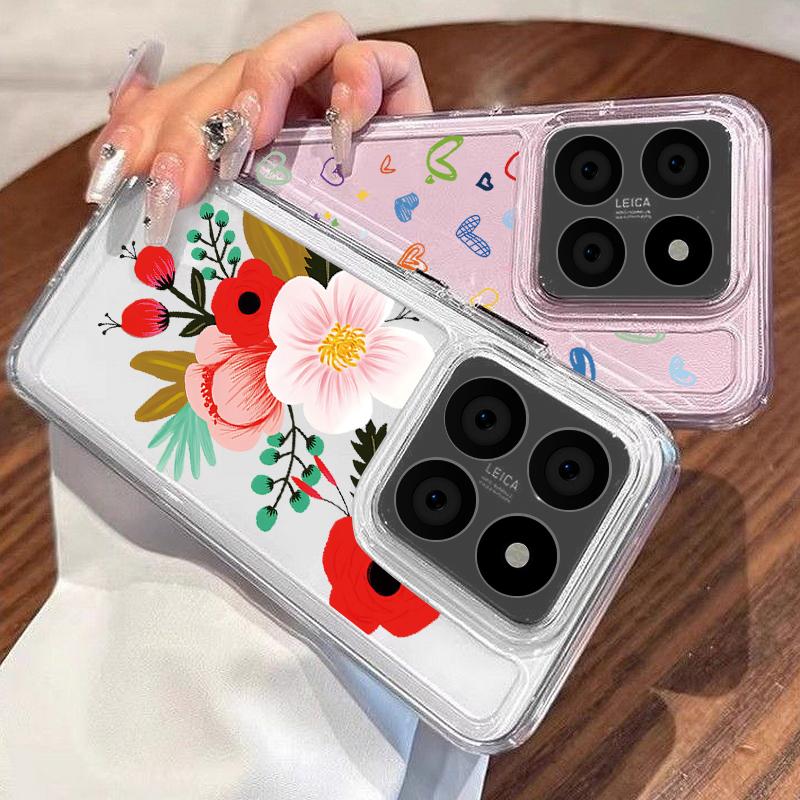 Pro Xiaomi 13t 11t Poco X6 X5 Redmi Note 13 12 11 10 Pro Nárazuvzdorný Květinový Barevný Kreslený Láska Srdce Silikonový Průhledný Tenký Kryt