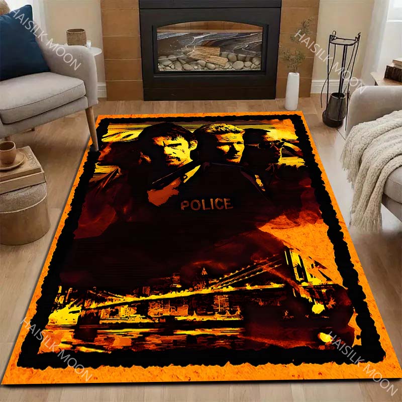 1PC Police and bridge background poster Carpet for Living Room Bedroom Sofa Home Decor Rus Non-slip Floor Mat Luxury Gift