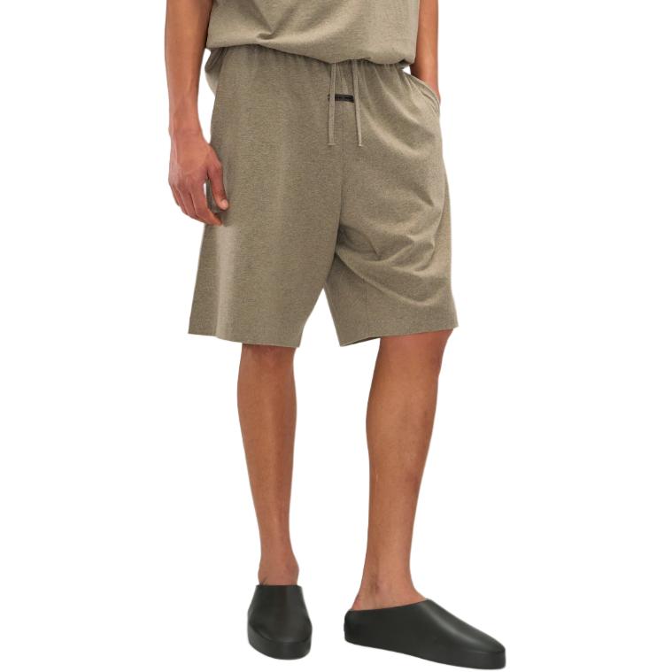 Fear of God Essentials Relaxed Fleece Sweatshort With Piping Homestead Heather Men Bottoms Tan 160SP254553F