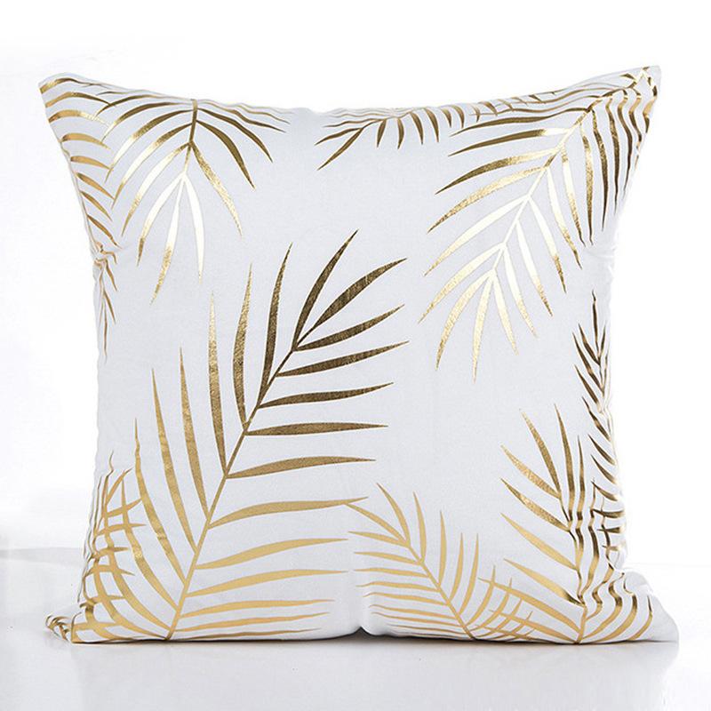 Home New Hot Stamping Motto Golden Pillow Valentine's Day Pillow Cushion Short Plush Pillow Case