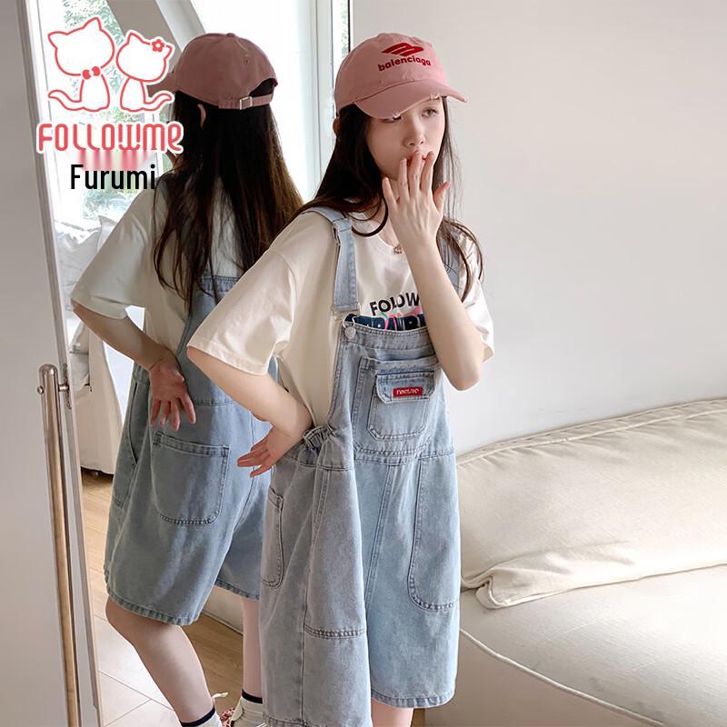 Girls' Summer Denim Overall Shorts