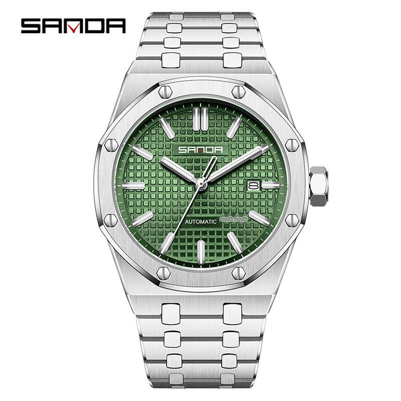 SANDA Men s Waterproof Mechanical Watch with Solid Steel Band and Calendar