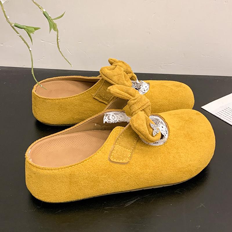Fashion Loafers Shoes Woman 2025 Female Slippers Cover Toe Butterfly-Knot Increased Internal New Slides Butterfly-knot Increased Interna