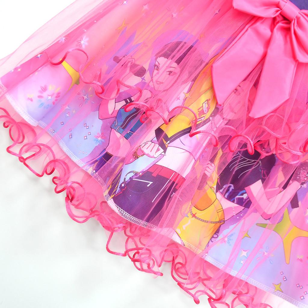 82940 Prinsessflickor Rumi Zoey Mira Kpop Tryck Rosnät Klänning