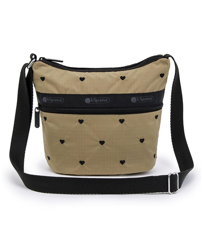 

Official Shoulder Bag MINI BUCKET SHOULDER Mocha Black Heart Embroidery [LeSportsac] BAG/1237 Women s