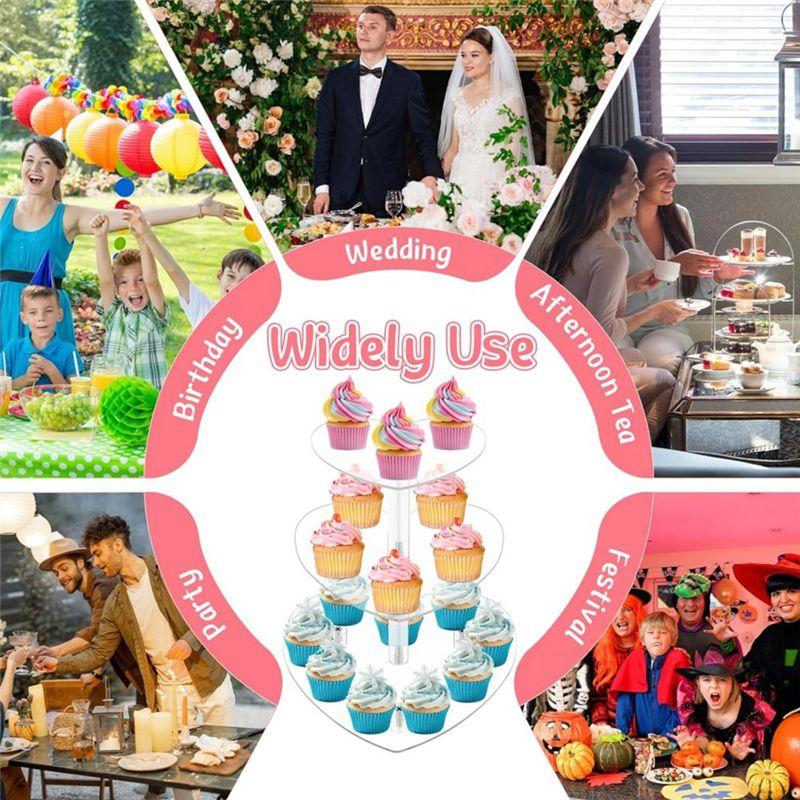 AEE2-3 Tier Cupcake Stand With Base, Acrylic Cake Stand, Cupcake Tower Stand,Display For Pastry Wedding Birthday Partys