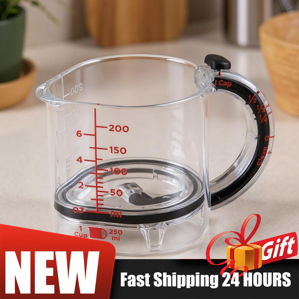 4-In-1 Adjustable Measuring Cup Multi-Functional Measuring Cup w/ Scraper-Style Seal Base Measuring Cube Cups for Cooking Baking